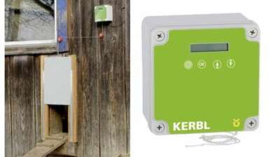 Kerbl Automatische Hühnertür + Schieber Hühnerklappe Stallöffner Hühner-Pförtner