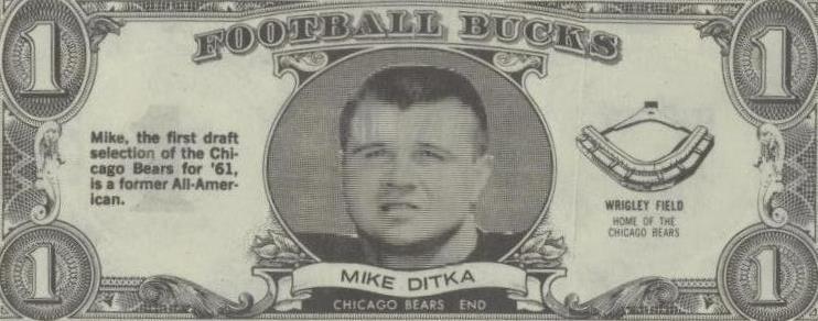 1962 Topps Football Bucks Mike Ditka #47