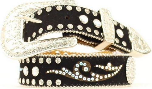 NOCONA Belt SZ 24 Y2K Bling SW Snap off Buckle Studded  display picture 3