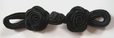 6 Unique Black Rose and Loops 7/8'' x 4'' Frog Closures EF-66