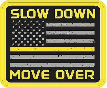 Slow Down Move Over Thin Yellow Line Vinyl Sticker Decal