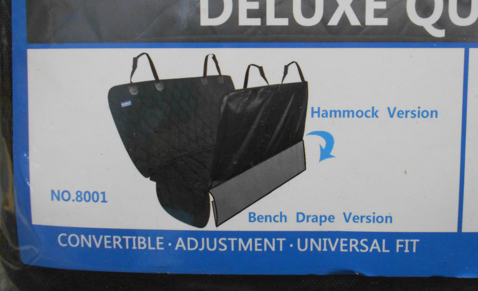 Acrabros Deluxe Black Quilted Dog Car Seat Cover - Hammock Version - New - NIP