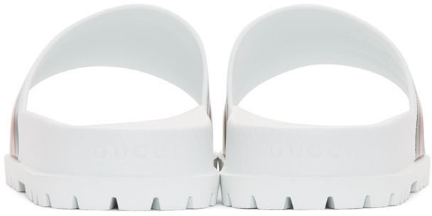 Pre-owned Gucci ?  Pursuit Trek Slides (men) Size Us 5-15 Sandals Flip Flops Slip On White