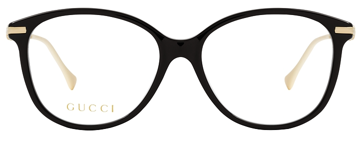 Pre-owned Gucci Gg 0967o 001 Black/gold Cat Eye Women's Eyeglasses In Clear