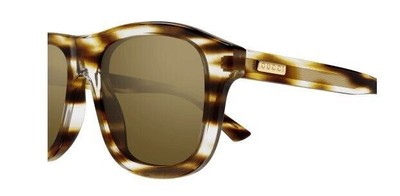 Pre-owned Gucci Gg1316s-003 Havana Havana Bronze Sunglasses In Gold