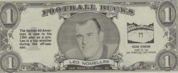 Topps Football Bucks 1962 Leo Nomellini #18