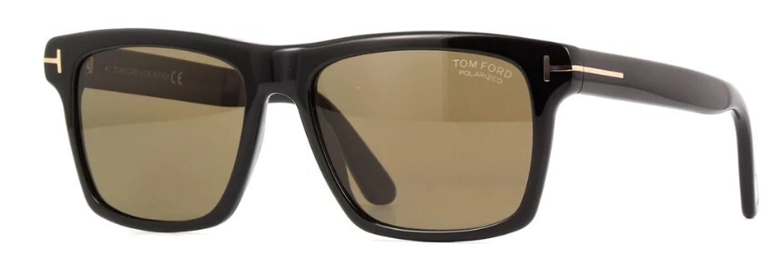 Pre-owned Tom Ford Ft0906 Buckley-02 01h Shiny Black /roviex Polarized Men's Sunglasses