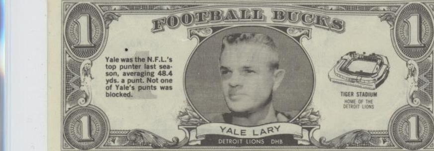 Topps Football Bucks 1962 Yale Lary #14