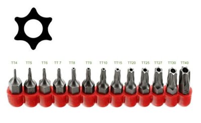 Multifunction 13pc Tamper Proof 6 Point Star Torx Driver Bit Set - Fits ¼'' Sc...