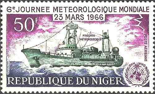 Timbre Bateaux MÃ©TÃ©Orologie Niger Pa55 * (51866ba)