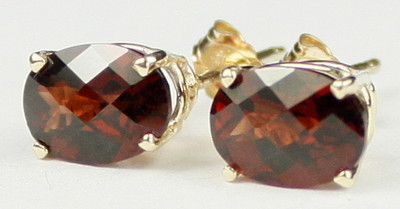 Pre-owned Handmade In The Usa Garnet 14k Yellow Gold Post Earrings -handmade • E002 In Red