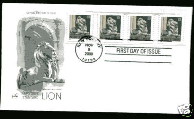 3447 10c NY Public Library Lion Coil Gaps  ArtCraft FDC