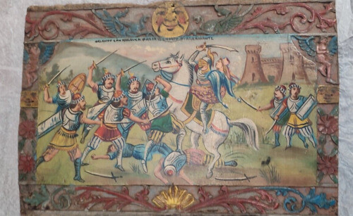 Panneau De Bois Peint Et SculptÃ© Bois De Charrette Sicilien Debut Xix - Xxe ?