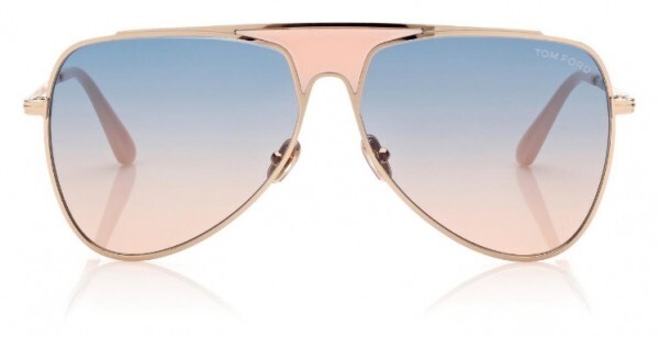 Pre-owned Tom Ford Ethan Ft 0935 28w Shiny Rose Gold Gradient Blue Lens Sunglasses