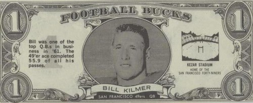 1962 Topps Football Bucks Billy Kilmer #26