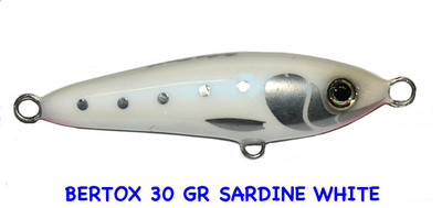 BERTOX 30 GR COLORE SARDINE WHITE ARTIFICIALE PER LO SPINNING AL TONNO