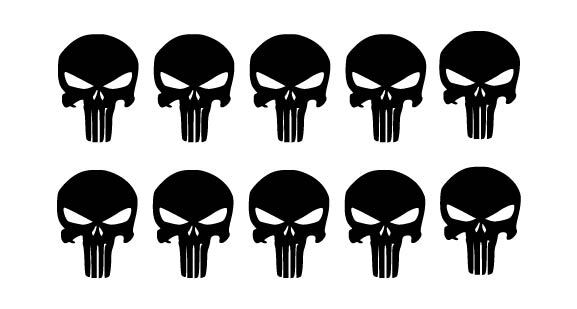 Set of 10 The Punisher Skull Small Vinyl Decals Phone Laptop Car Helmet Stickers