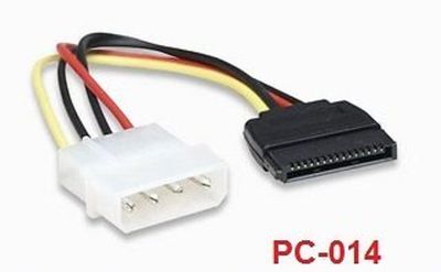 6'' 4-Pin Molex Male to SATA 15-Pin Power Cable  PC-014