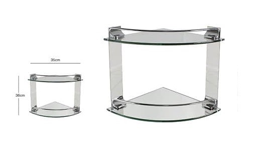 Mensola Da Bagno Angolare a 2 Livelli Ripiani Metallo Vetro Arredo 52910 dfh