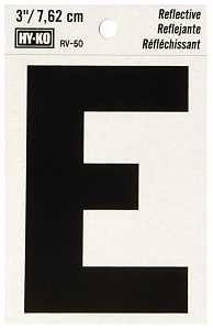 Hy-Ko RV-50/E Reflective Letter, 2-1/2 in W x 4 in H Dimensions