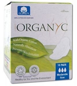 Organyc Feminine Pads Moderate Flow 10 ct Box