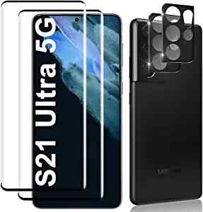 Samcorn [2+2 Pack] Galaxy S21 Ultra Screen Protector, HD Clear Tempered Glass,