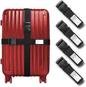 4 Pack Black Luggage Straps for Suitcases,Durable Suitcase Straps US-4xblack