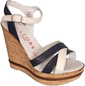 Women's Striped Leather Heels