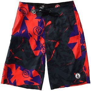 Volcom Boy's 28/16 Mod Distraction Board Shorts Black Blue