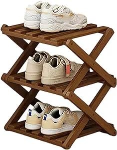 Bamboo Shoe Rack for Entryway,Installation-Free and Foldable Vertical Shoe St...