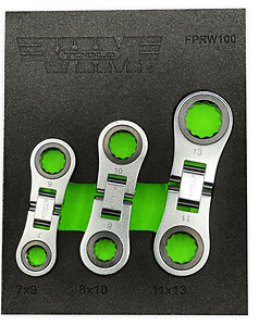 VIM Tools FPRW100 3 Piece Nano Flex Ratcheting Wrench Set