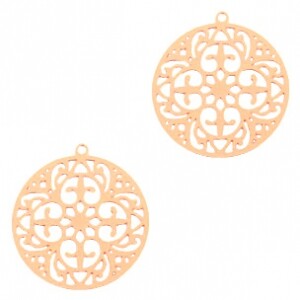 Zarter Bohemian Charm / AnhÃ¤Nger Schmuckelement Rund 20mm RosÃ©Gold 1 St. Neu