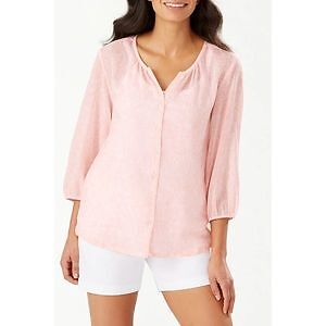 Tommy Bahama Frondevous Gauze Top с рукавом 3/4, Malibu Peach, Medium