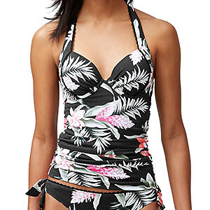 

Топ танкини на косточках Tommy Bahama Ginger Flowers, черный