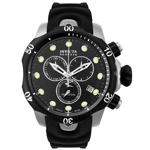 Pre-owned Invicta Men's Reserve Collection Chronograph Black Dial Black Rubber Men's Watch