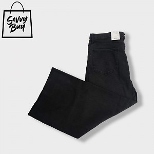 Time and Tru Women's SIZE 14 High Rise Wide Leg Crop Jean BLACK
