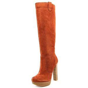 Bottes Julia Botella Automne En Cuir Orange Brique - Taille 39 (US 9) - Talon Bloc Haut - Occasion