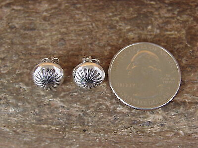 Native American Indian Sterling Silver Concho Post Stud Earrings by Gloria Ha...