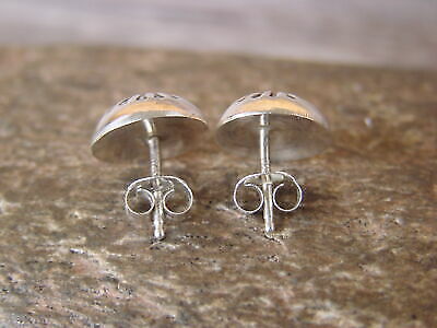 Native American Indian Sterling Silver Concho Post Stud Earrings by Gloria Ha...