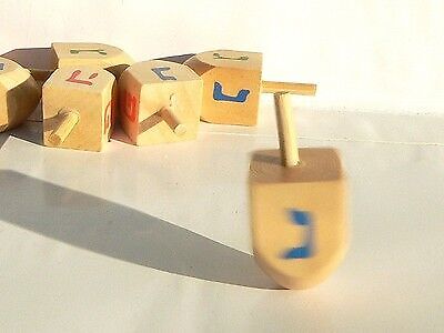 LOTTO 3 trottole in legno Hanukkah DREIDEL, gioco artigianale per bambini...