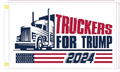 3X5 TRUMP VANCE 2024 TRUCKERS FOR TRUMP! 100D WHITE FLAG BANNER W/ GROMMETS