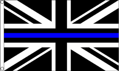 THIN BLUE LINE FLAG 5’ x 3 UK British Police Lives Matter Black White Union Jack