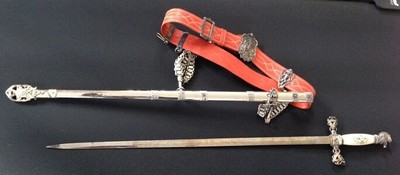 Antique Ornate Masonic Knights Templar Sword With Belt
