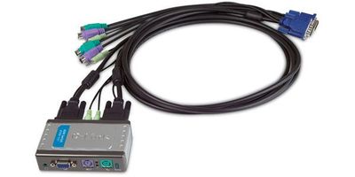 D-Link KVM-121 KVM Switch 2 Port PS2 Audio VGA Monitor Keyboard Mouse 1.8m cable