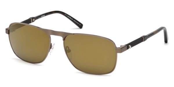 Pre-owned Montblanc Sunglasses Mb 655s 34g Shiny Light Bronze/brown Mirror 59 No Case