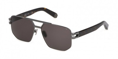 Pre-owned Philipp Plein Spp012m-0584 Shiny Gun W Sunglasses In Sandblasted