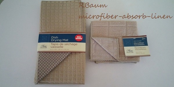 Home Kitchen Dish Drying Mat & Microfiber Scrubbers Bundle Absorb Linen Glasses
