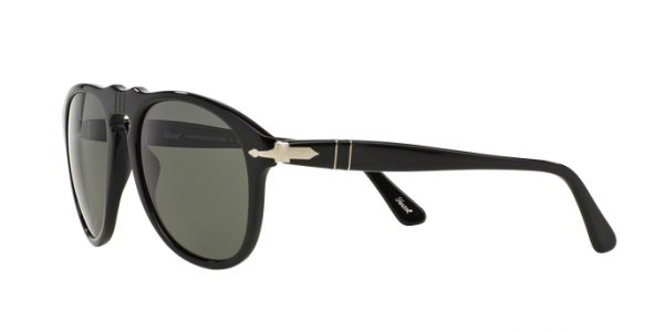 Pre-owned Persol 649 Pilot Series Shiny Black Polar Green Sunglasses Po0649 95/58 52mm In Polarized Green Anti-glare Tempered Glass