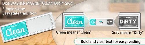 Clean Dirty Dishwasher Non Scratch Magnet Magnetic Backing Washing Running Sign
