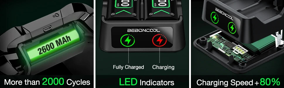 2x 2600mAh Rechargeable Controller Battery Pack for Xbox Series X|S/Xbox One
